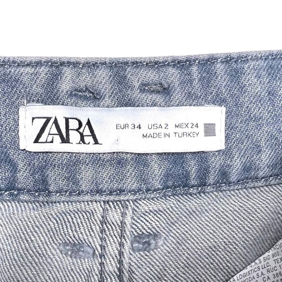 Zara Super High Rise Pleated with Belted Ankle Jeans Retro 80’s Blue Size 2 - Picture 7 of 7